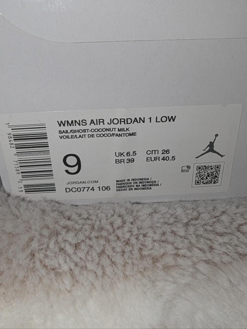 Women’s Air Jordan 1 Low Sail/Ghost/Coconut Milk Colorway Size 9 DC0774-106 - Picture 9 of 9
